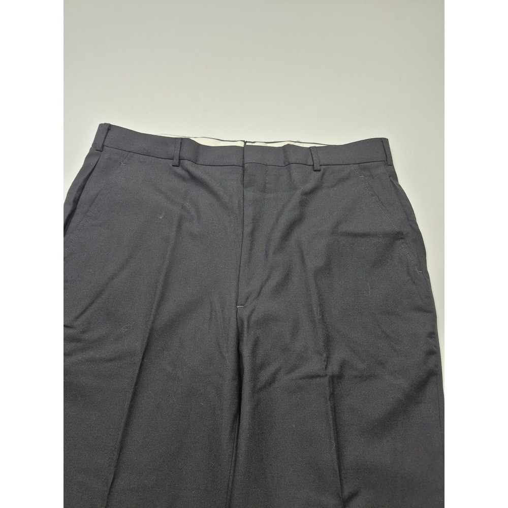 VTG Majer Dress Pants Mens 36x36 Black Wool Flat Front Unhemmed Super 260's USA